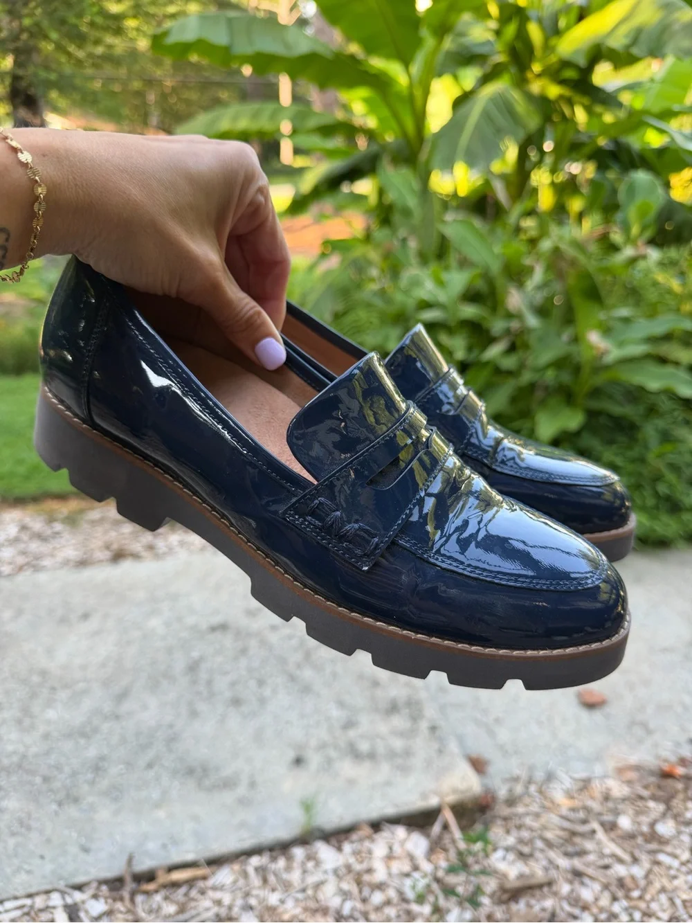 Vionic Cheryl Patent Leather Penny Loafers Blue Shoes Women’s - Size 9.5